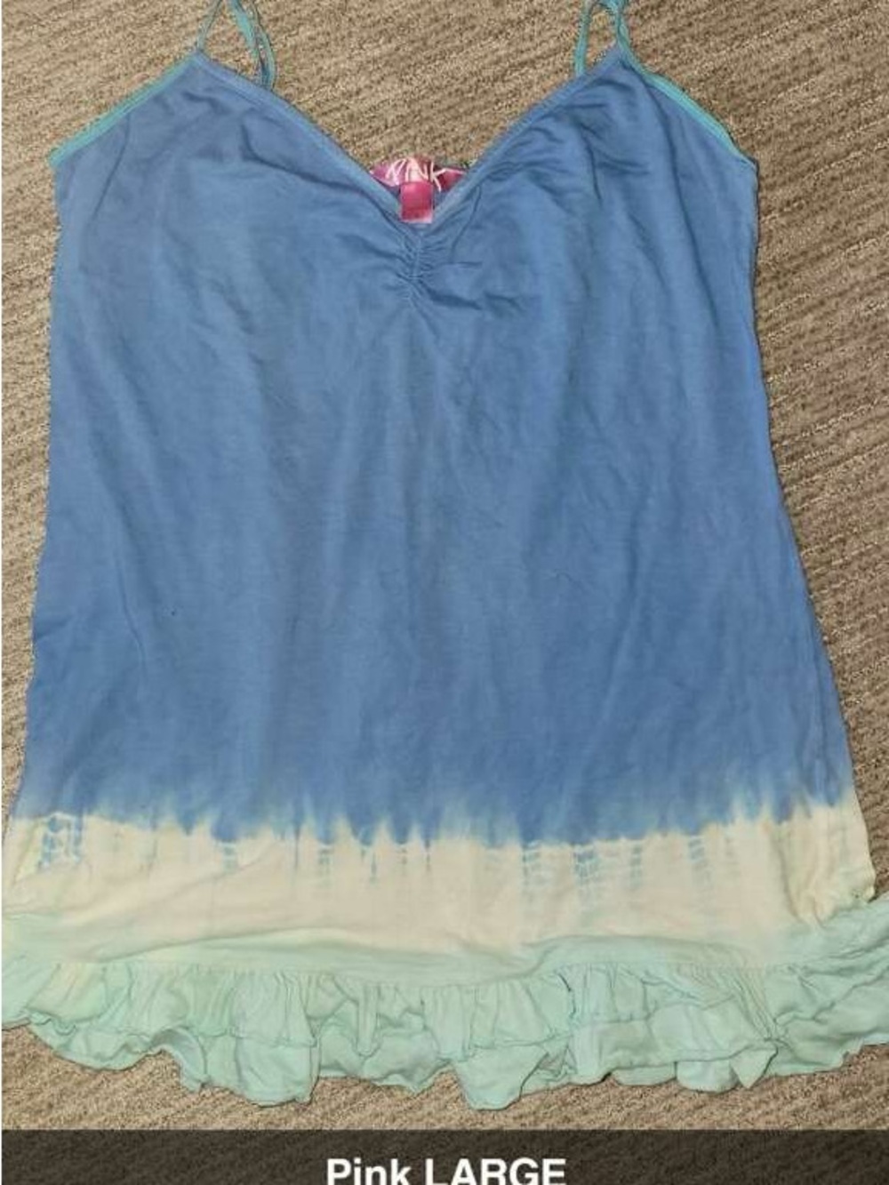 PINK Victoria's Secret Blue Tie-Dye Ruffle Swim Coverup